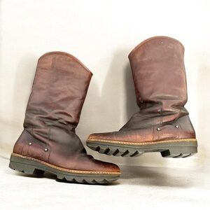 Aquatalia Brown Leather Boots with fur lined designer mid calf luxury western 8